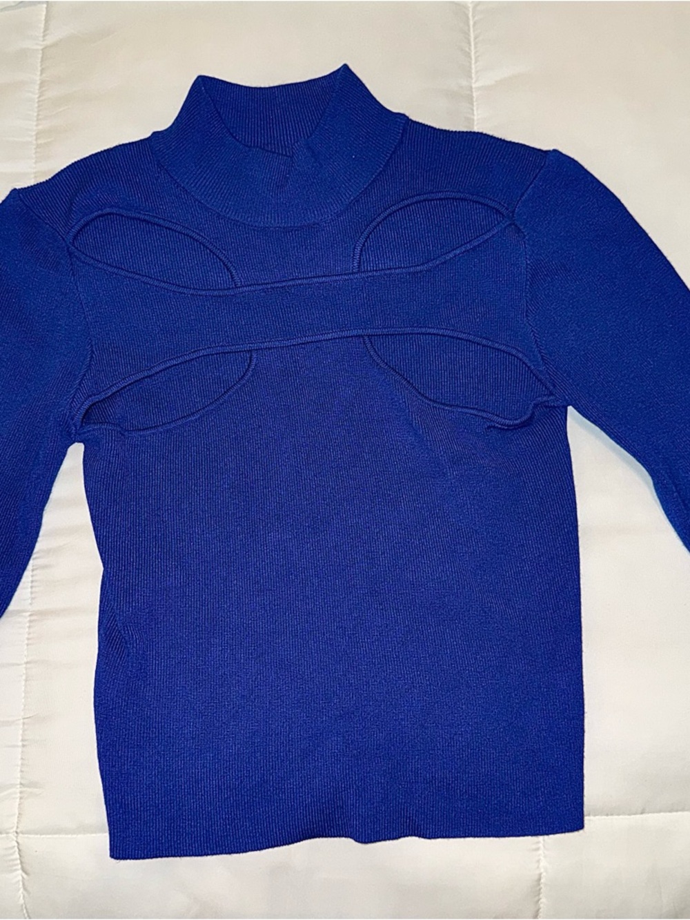 Fashion Nova Royal Blue Sculpted Mock Neck Sweater